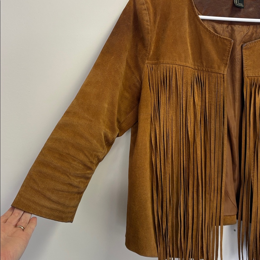 Forever 21 Suede Fringe Boho Western Jacket Size Large - Picture 4 of 12